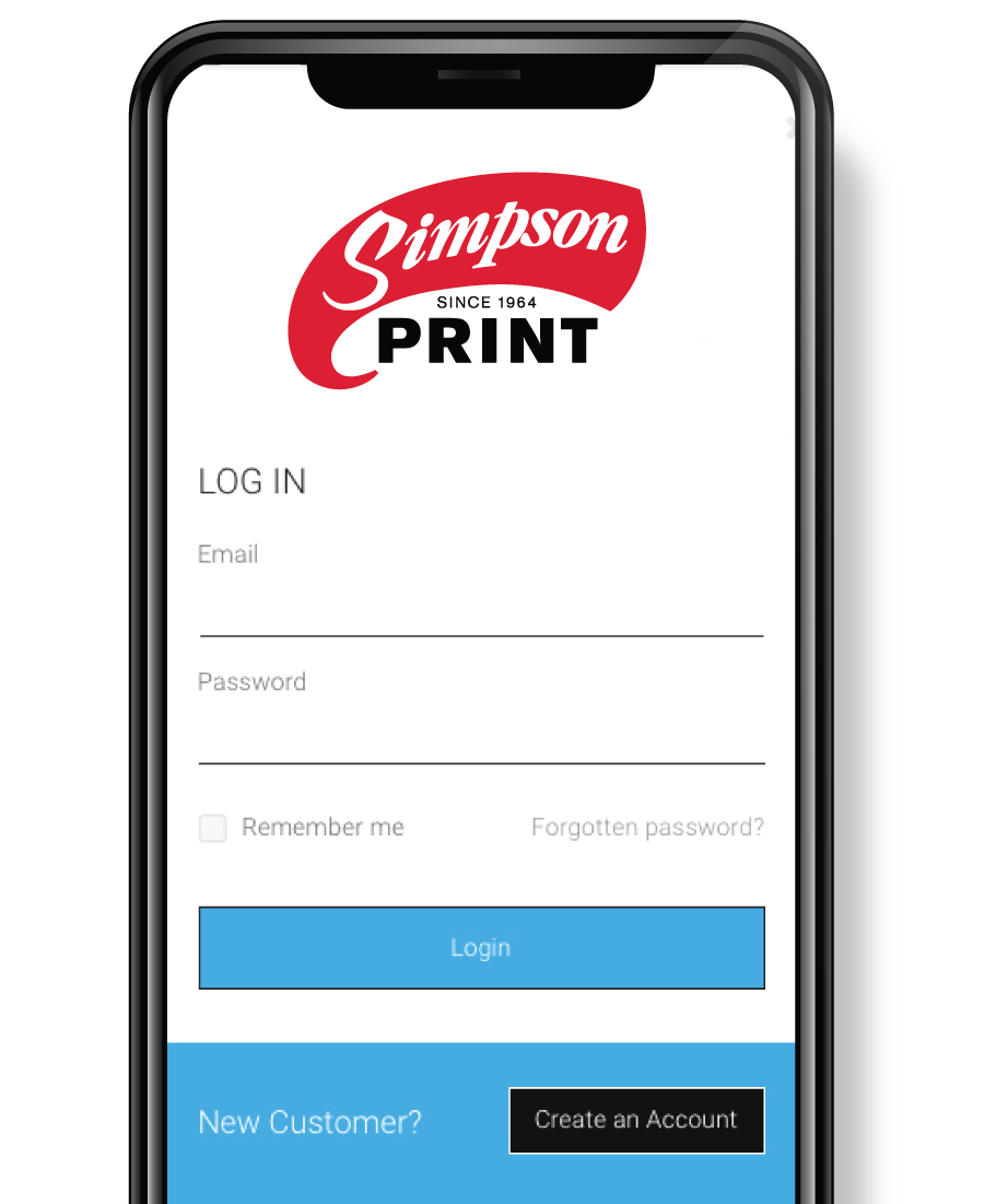 Simpson Print Web Portal Login Screen