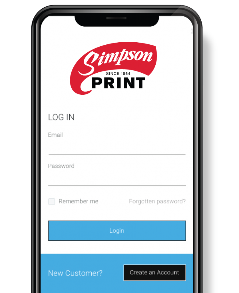 Simpson Print Web Portal Login Screen